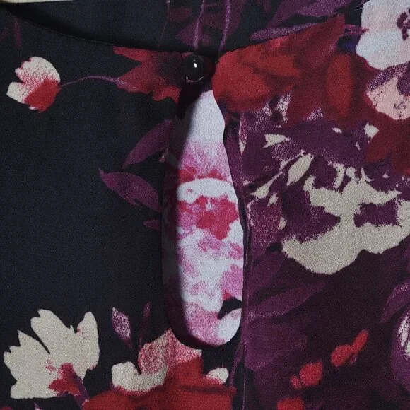 Roz & Ali Burgundy Floral Fairy Grunge Long Sleeve Cottagecore Work Top 2X - Picture 8 of 12